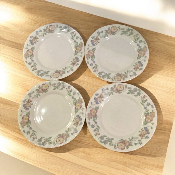 Vintage Arcopal France Glass Champetre Floral Luncheon Salad Plates, Set Of 4 - Picture 1 of 9